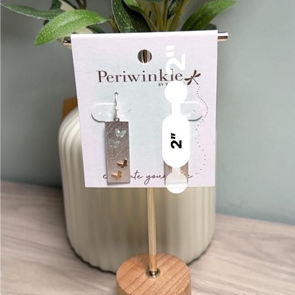 Periwinkle by Barlow Silver and Gold Butterfly Earrings - Picture 6 of 6